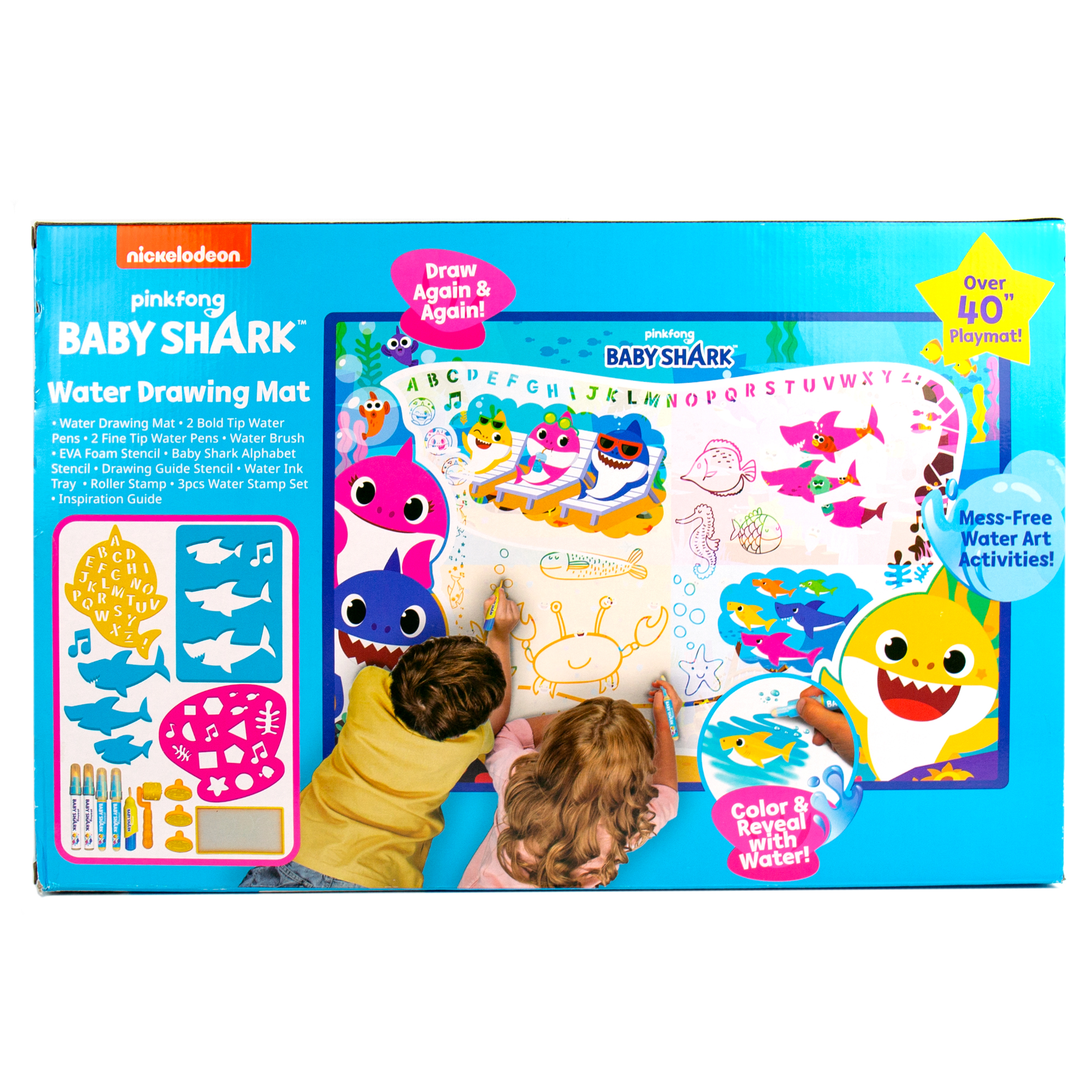 Baby Shark Water Drawing Mat, Water Markers, Mess-Free Coloring, 3+